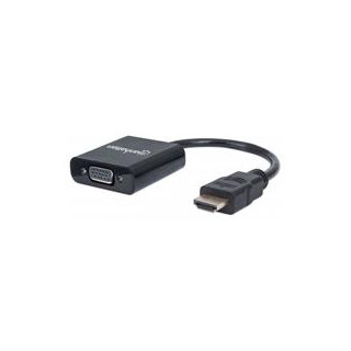 CONVERTIDOR MANHATTAN  HDMI A VGA.  HDMI MACHO A VGA HEMBRA COLOR NEGRO EN BLISTER