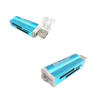 LECTOR DE MEMORIA BROBOTIX MS DUO/MICROSD/SD USB 2.0 AZUL