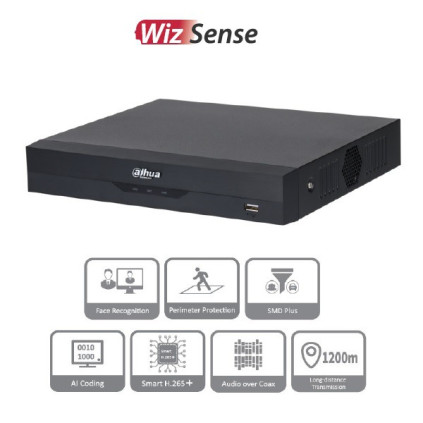DVR DAHUA 8 CANALES 4k/ WIZSENSE/ H.265+/ 8 CANALES+8 IP /HASTA 16 CANALES IP/2 CANALES RECONOCIMIENTO FACIAL DH-XVR5108HS-4KL-I