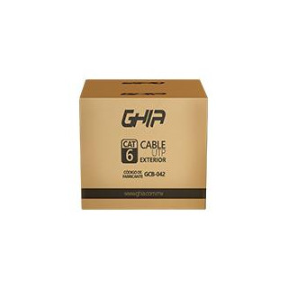 GCB-042 BOBINA DE CABLE UTP CAT6 GHIA CCA NEGRO 305M P/EXTERIOR SIN GEL 1000FT CERTIFICACION CE / ROHS