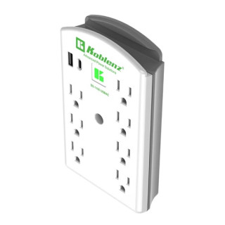 Supresor de picos Multicontacto de pared Koblenz SS-1100 USBAC con 7 NEMA 5-15R y 2 USB carga (1 x USB-C 35W y 1 x USB-A 2.4A 5V