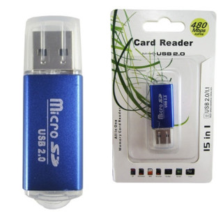 LECTOR BROBOTIX USB V2.0 MICROSD AZUL METALICO