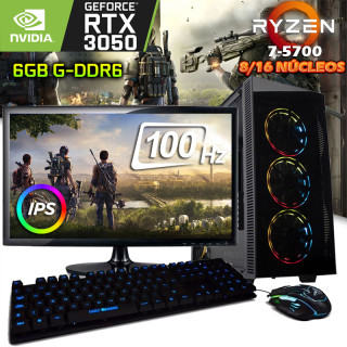 PC GAMER RYZEN 7 5700 NVIDIA RTX-3050 MONITOR 24P