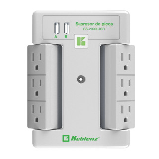SUPRESOR KOBLENZ 6 CONT GIRATORIOS Y 2 PTOS USB 2.4A (00-5348-00-8)
