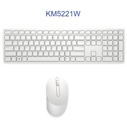Kit de teclado y mouse Dell inalambrico KM5221W español color blanco