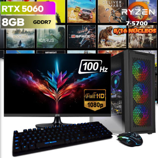 PC GAMER COMPLAETA RYZEN 7 5700 + RTX-5060, PANTALLA 100HZ