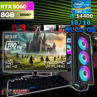 PC GAMER COMPLETA INTEL I5-14400 + RTX-5060, MONITOR 180HZ